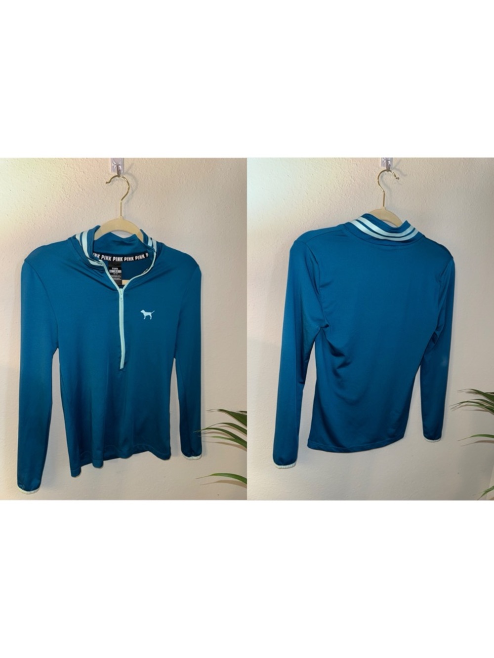 PINK Victoria's Secret Teal Half-Zip Pullover Jacket